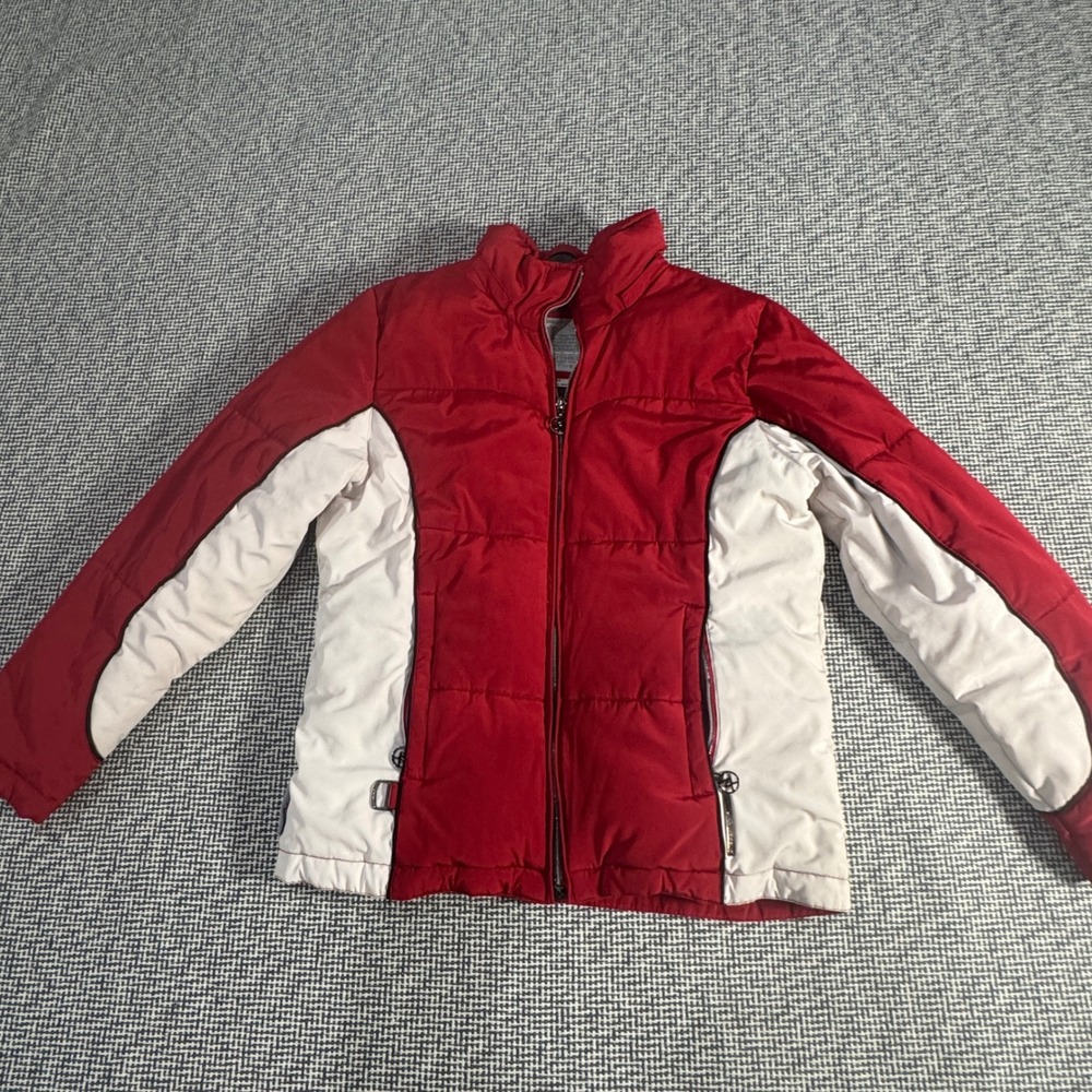 ZeroXposur Red White Colorblock Puffer Jacket Women XS Fleece Lined Water Res